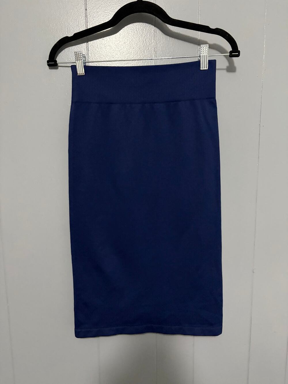 Balance Athletica Navy Vitality Ribbed Fitted Athleisure Travel Midi Skirt M